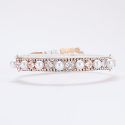 Adjustable Pearl Cat and Dog Collar with Traction Rope