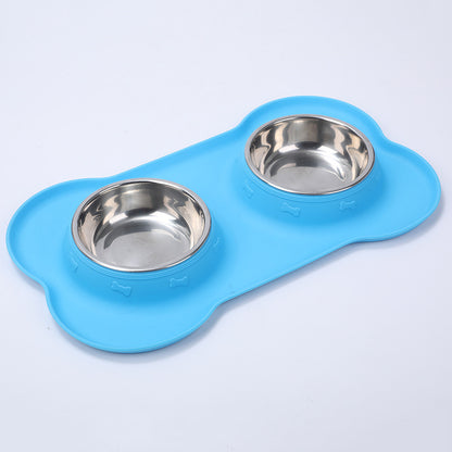 Non-slip Silicone Pet Bowl with Stainless Steel Insert