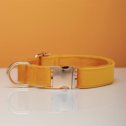 Velvet Personalized Dog Collar & Leash Set with Bow