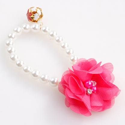 Pet Pearl Flower Elastic Collar for Cats and Dogs
