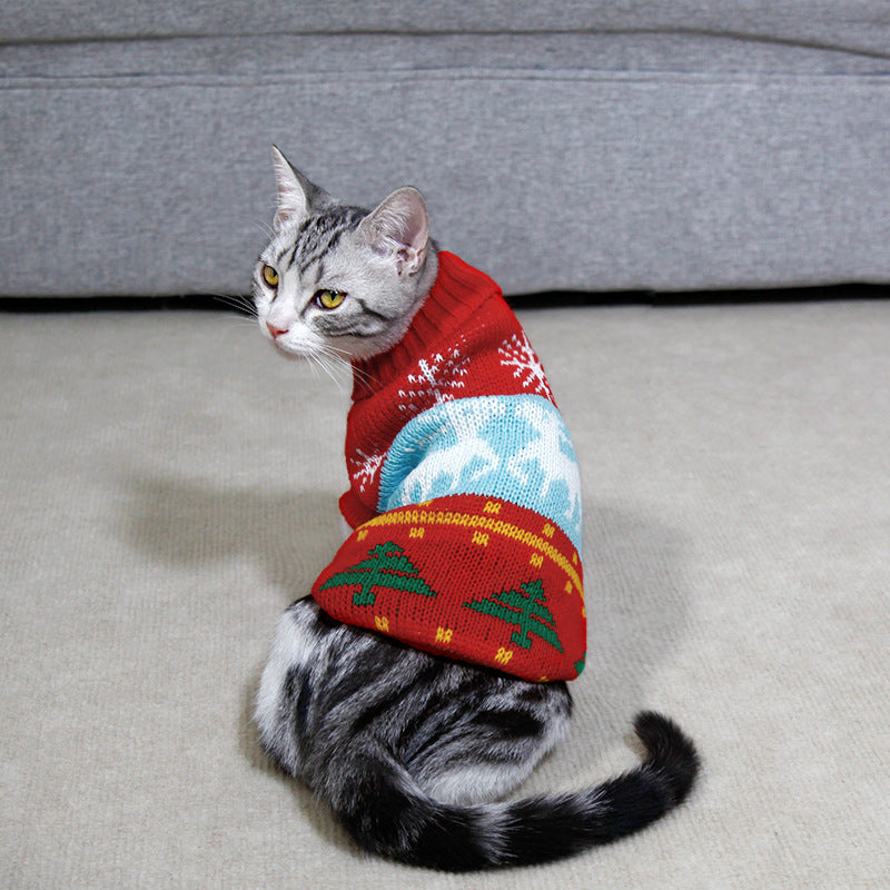 High Collar Knitted Christmas Sweater for Pets