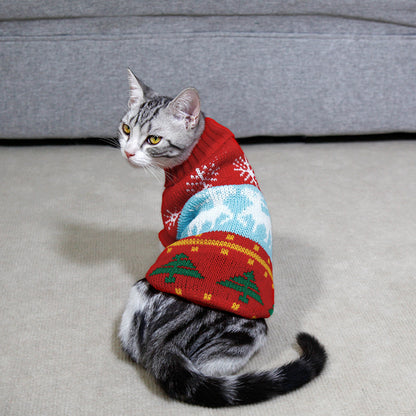 High Collar Knitted Christmas Sweater for Pets