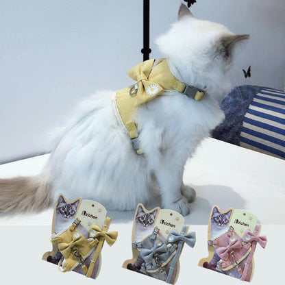 Pet I-shaped Bow Chest Harness with Traction Rope
