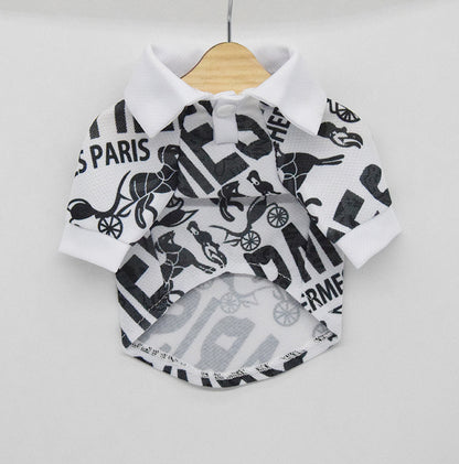 Trendy Brand Printed Mesh Dog Polo Shirt for Summer