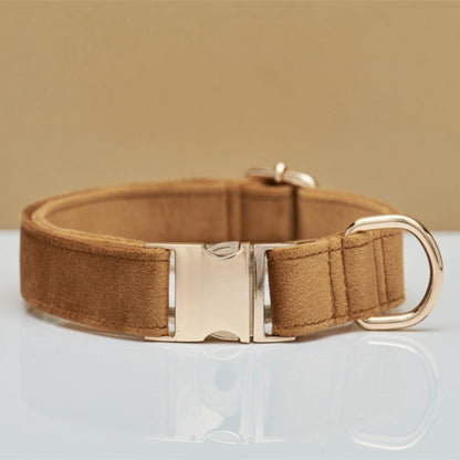 Velvet Personalized Dog Collar & Leash Set with Bow