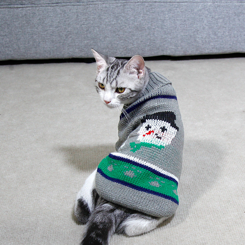 High Collar Knitted Christmas Sweater for Pets