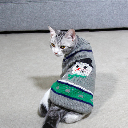 High Collar Knitted Christmas Sweater for Pets