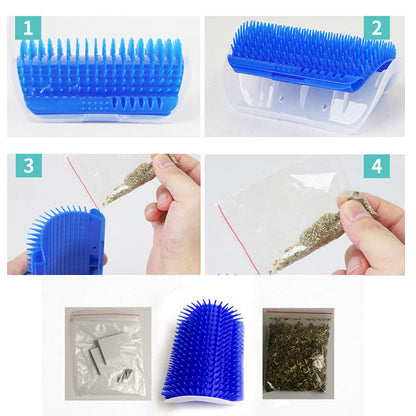 Cat Self Groomer Wall Corner Massage Comb with Catnip