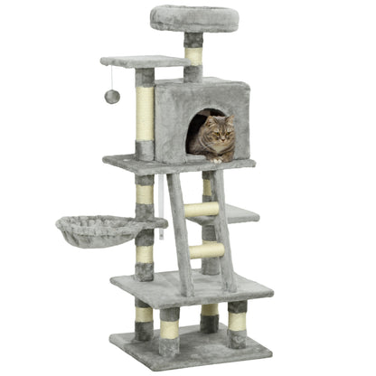 PawHut 132cm Cat Tree with Scratching Post - Grey