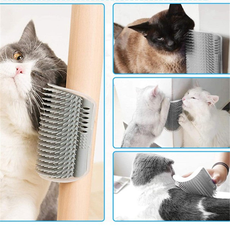 Cat Self Groomer Wall Corner Massage Comb with Catnip