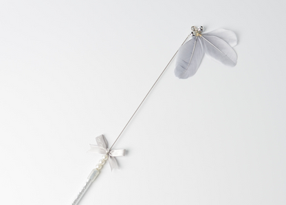 Acrylic Handle Cat Toy with Feather and Bell Wand