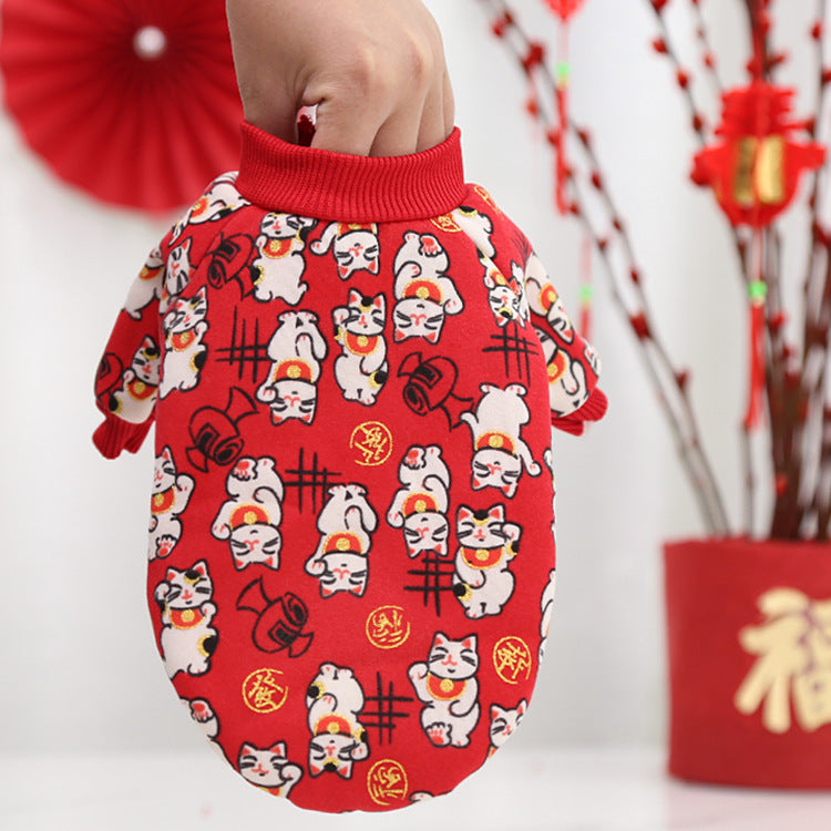 Thin Fleece New Year's Dress for Pets