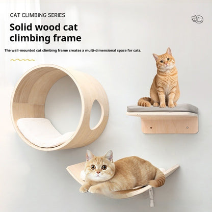 Wall-mounted Solid Wood Cat Tree Post