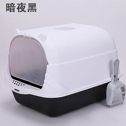 Large Half-Enclosed Cat Litter Box for Big Cats
