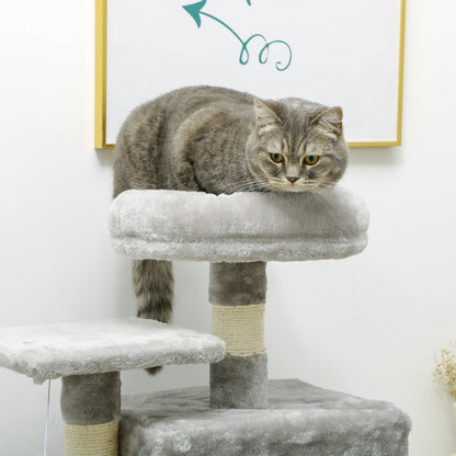 PawHut 132cm Cat Tree with Scratching Post - Grey