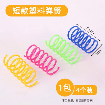 Interactive Colorful Plastic Spring Cat Toy Balls (4 Pack)