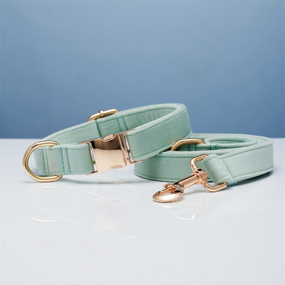 Velvet Personalized Dog Collar & Leash Set with Bow