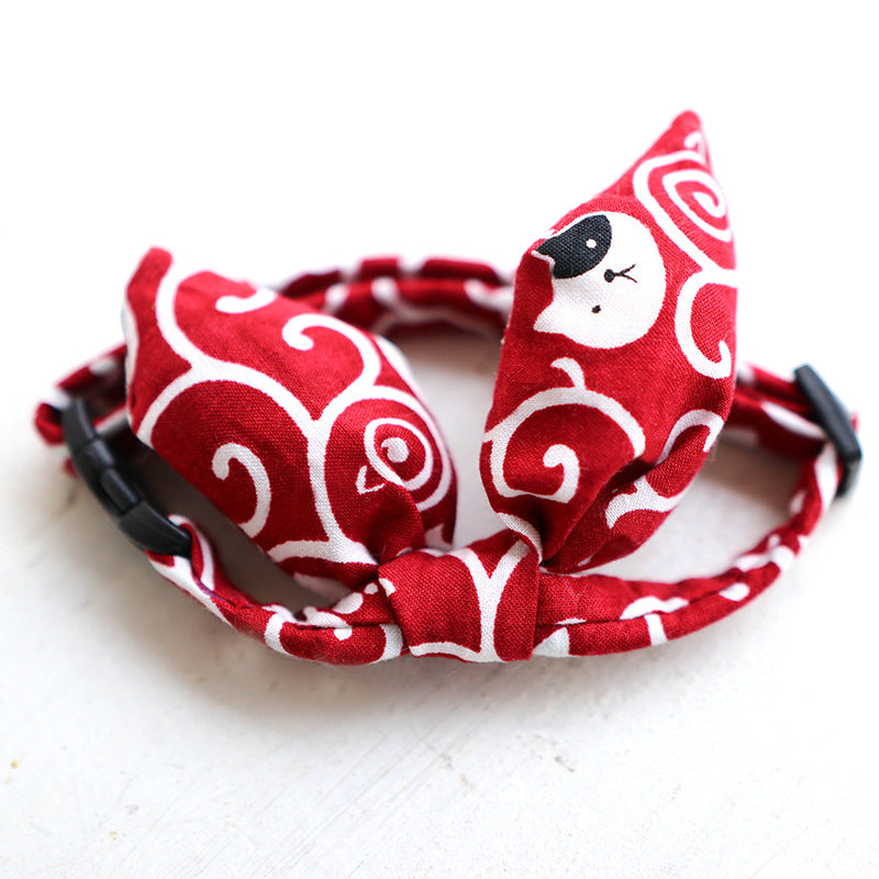Adjustable Japanese Style Pet Collar with Bow Tie