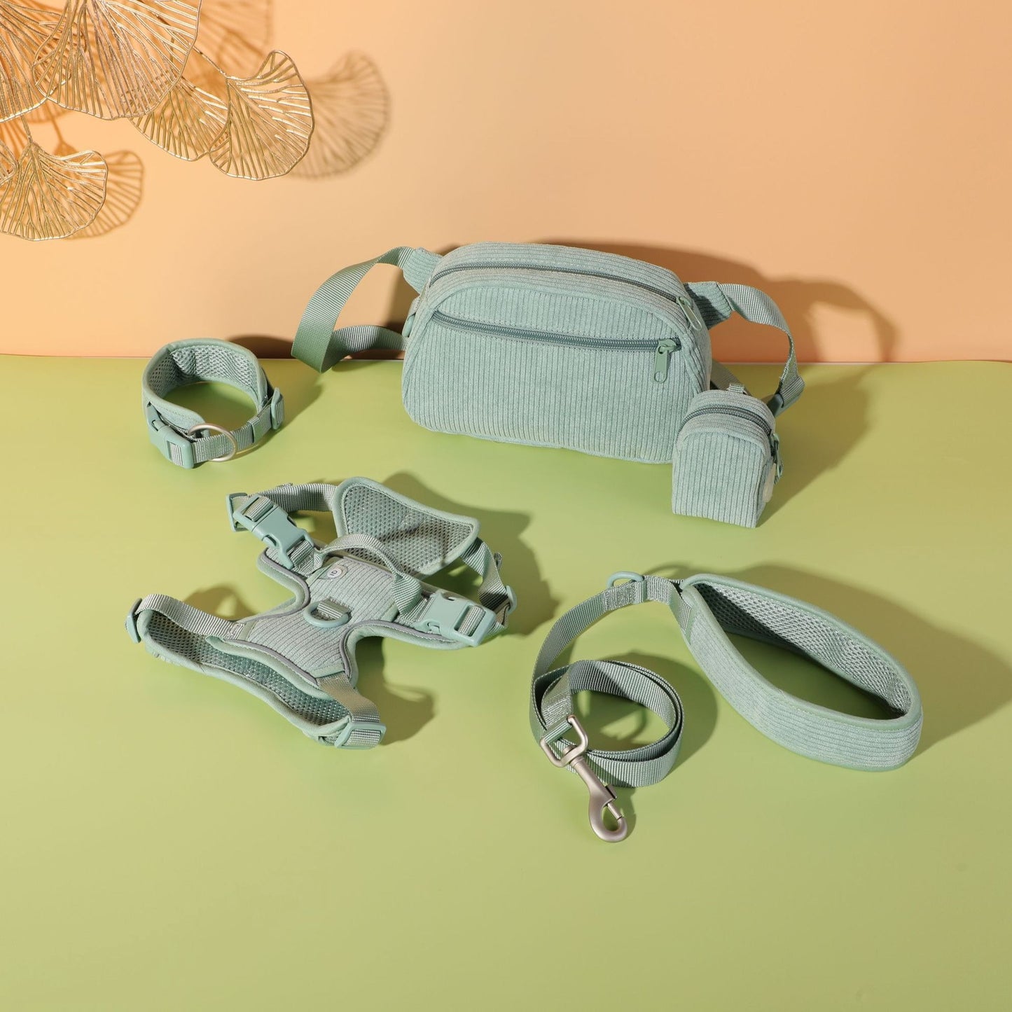 Mint Green Pet Dog Vest Harness & Collar Set