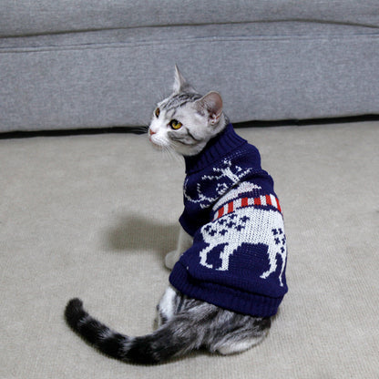 High Collar Knitted Christmas Sweater for Pets