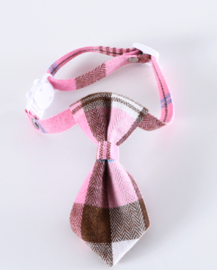 Adjustable British Style Plaid Bow Tie Pet Collar