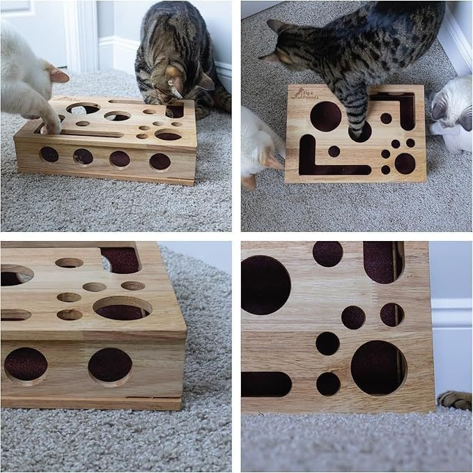 Solid Wood Maze Cat Toy