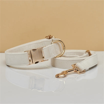 Velvet Personalized Dog Collar & Leash Set with Bow