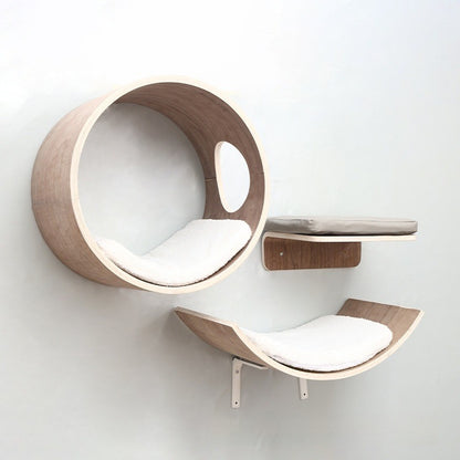 Wall-mounted Solid Wood Cat Tree Post