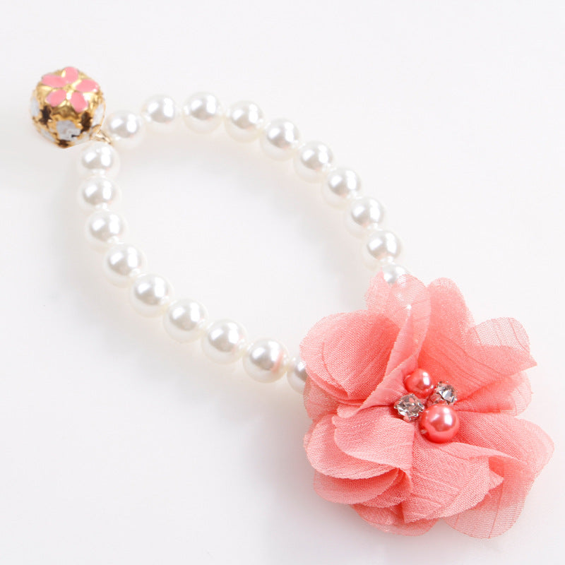 Pet Pearl Flower Elastic Collar for Cats and Dogs