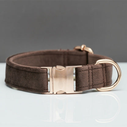Velvet Personalized Dog Collar & Leash Set with Bow