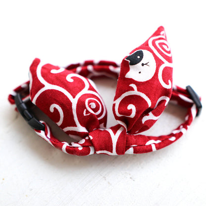 Adjustable Japanese Style Pet Collar with Bow Tie