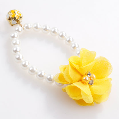 Pet Pearl Flower Elastic Collar for Cats and Dogs