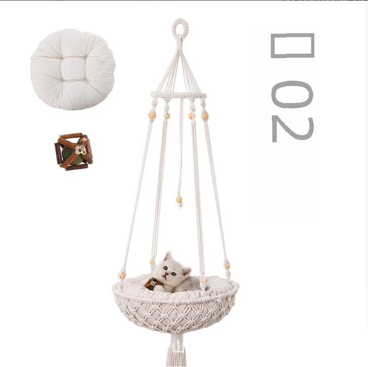 Handwoven Cat Hammock with Hanging Kit for Indoor Decor