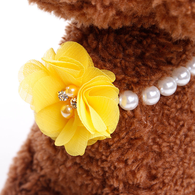 Pet Pearl Flower Elastic Collar for Cats and Dogs