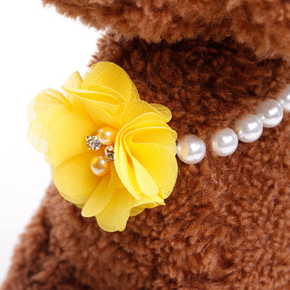 Pet Pearl Flower Elastic Collar for Cats and Dogs