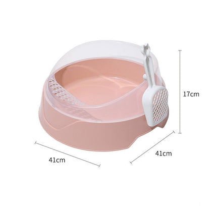 Large Semi-Enclosed Cat Litter Box with Shovel