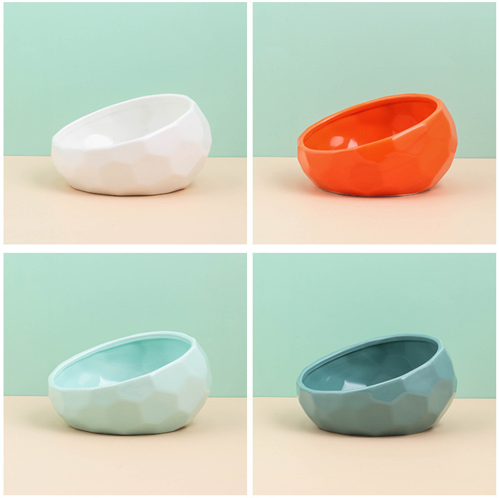 Diamond Cat Bowl with Slanted Design and Elevated Base