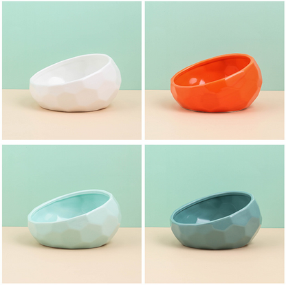 Diamond Cat Bowl with Slanted Design and Elevated Base