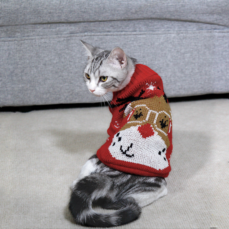 High Collar Knitted Christmas Sweater for Pets