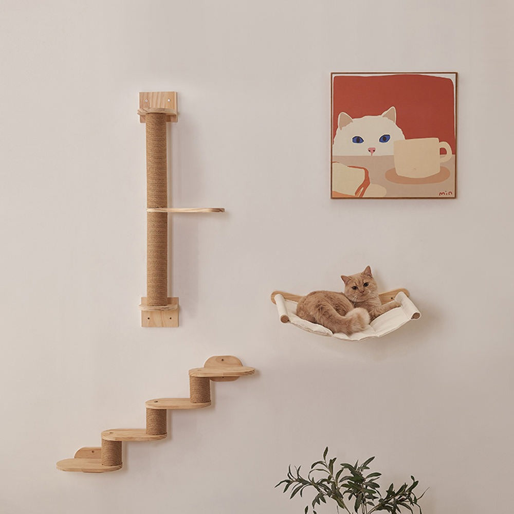 Wooden Wall Mounted Cat Shelf