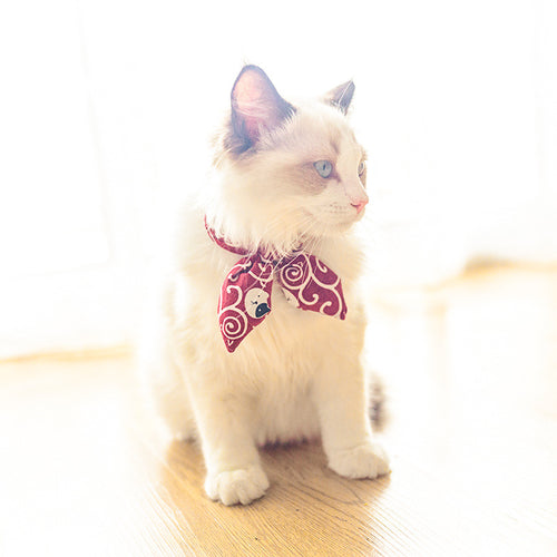 Adjustable Japanese Style Pet Collar with Bow Tie