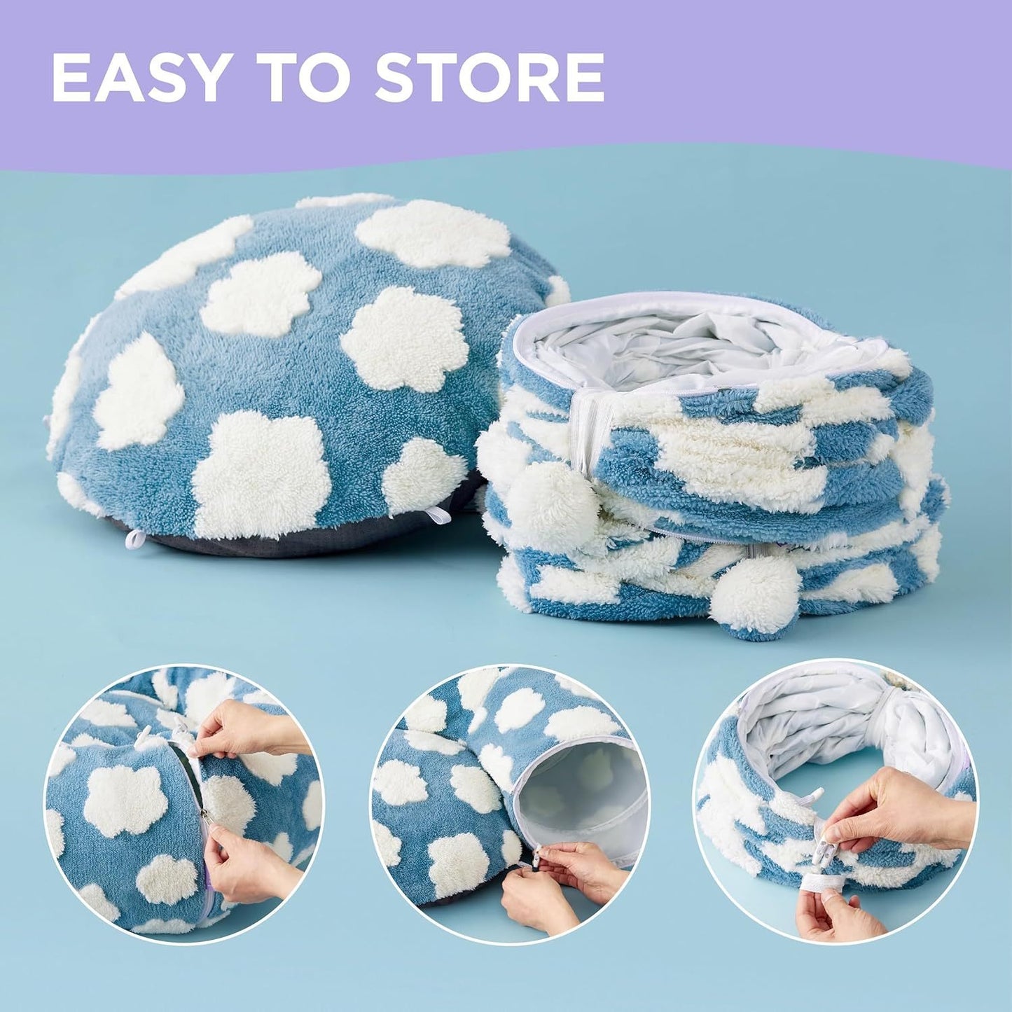 Foldable Plush Cat Tunnel & Donut Nest